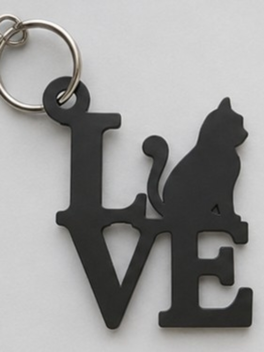 Cat Love Keychain - Black